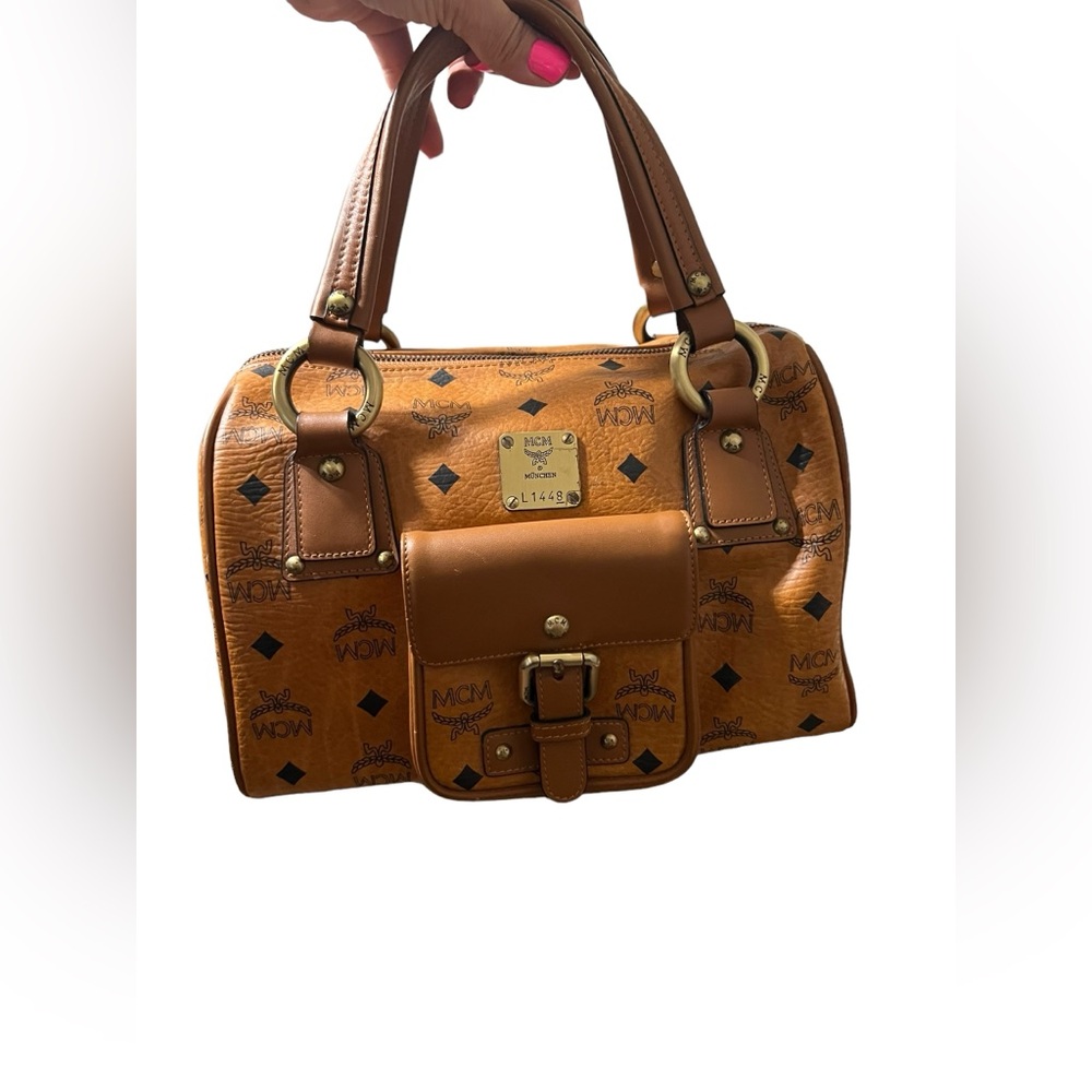 Authentic MCM Visetos Small Boston Bag